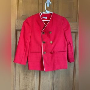VTG Boys SAKS FIFTH AVENUE Red Linen Jacket. Size 6. 1970s